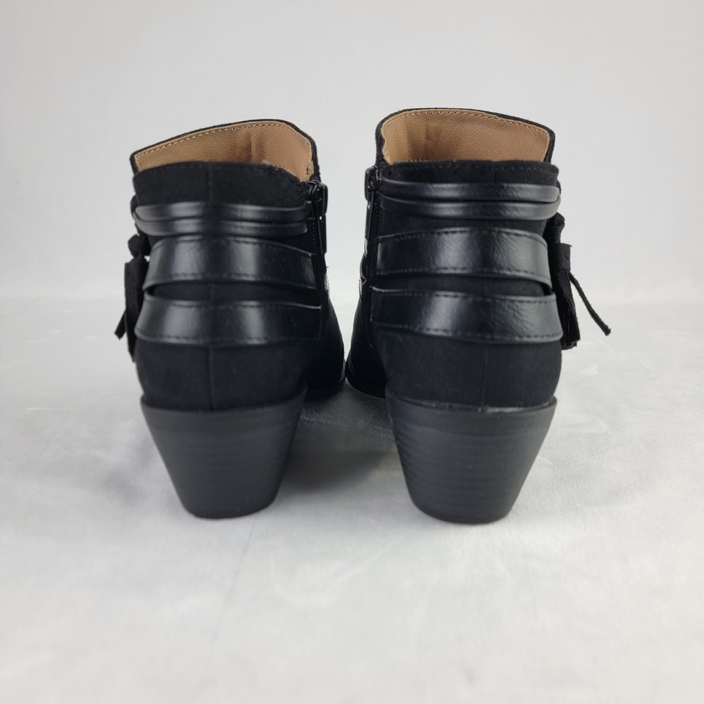 LifeStride Paloma Black Faux Suede Tassel Ankle Boots Womens 7M Strappy Comfort - Picture 4 of 10